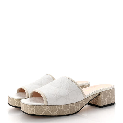 Gucci GG Supreme Monogram Malaga Kid Platform Mule Sandals 40 White Mystic White 4 of 10