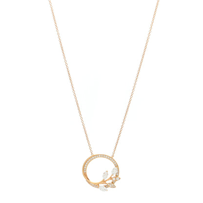 Tiffany 18K Rose Gold Diamond Victoria Vine Circle Pendant Necklace 1 of 5