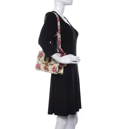 Gucci Calfskin Floral Small Sylvie Top Handle Bag Off White 2 of 10