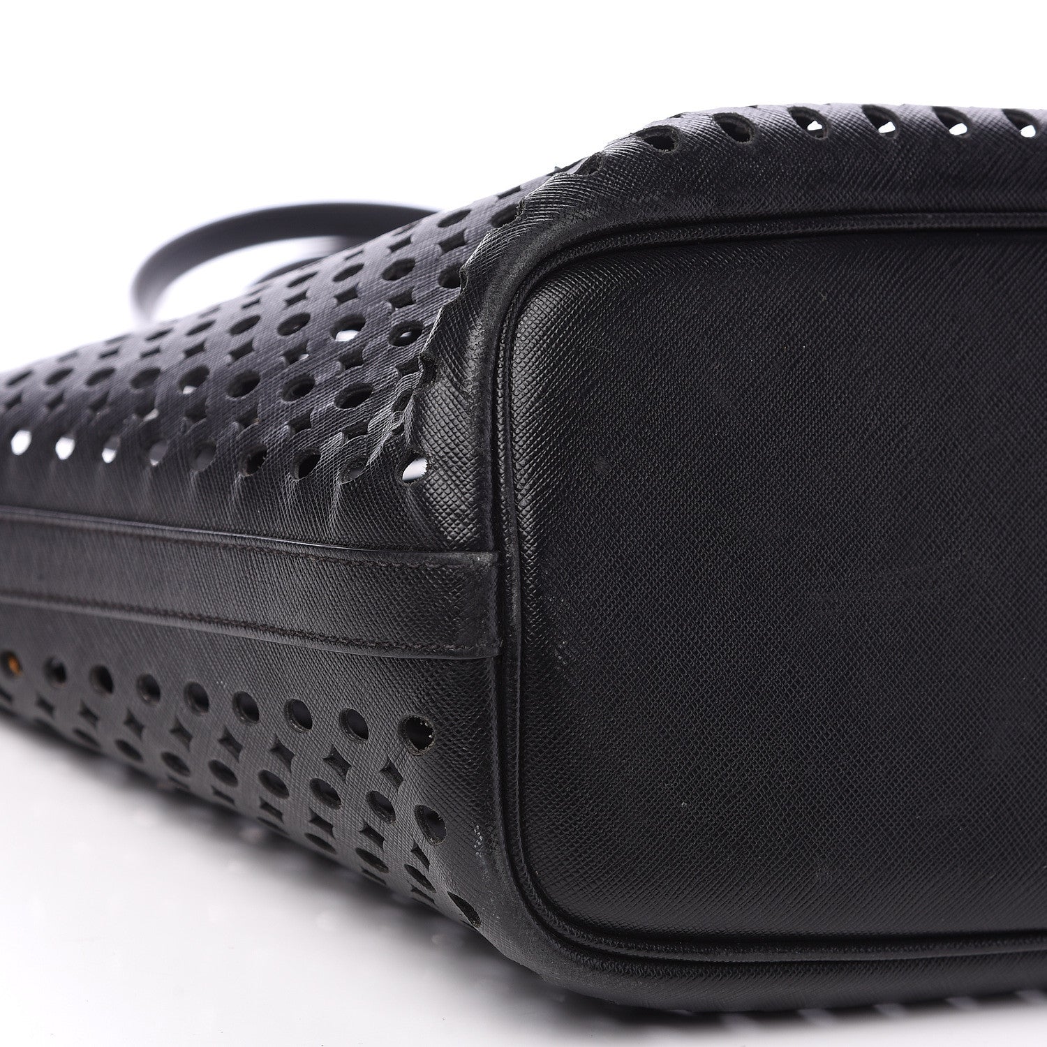 Prada Saffiano Perforated Tote Black 7 of 11