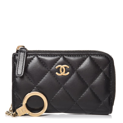 Chanel Lambskin Quilted Key Holder Case Black 1 of 8