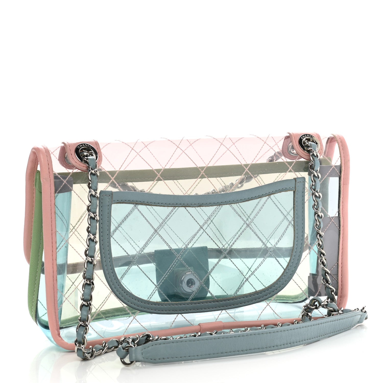 Chanel Lambskin PVC Quilted Medium Coco Splash Flap Blue Green 3 of 10