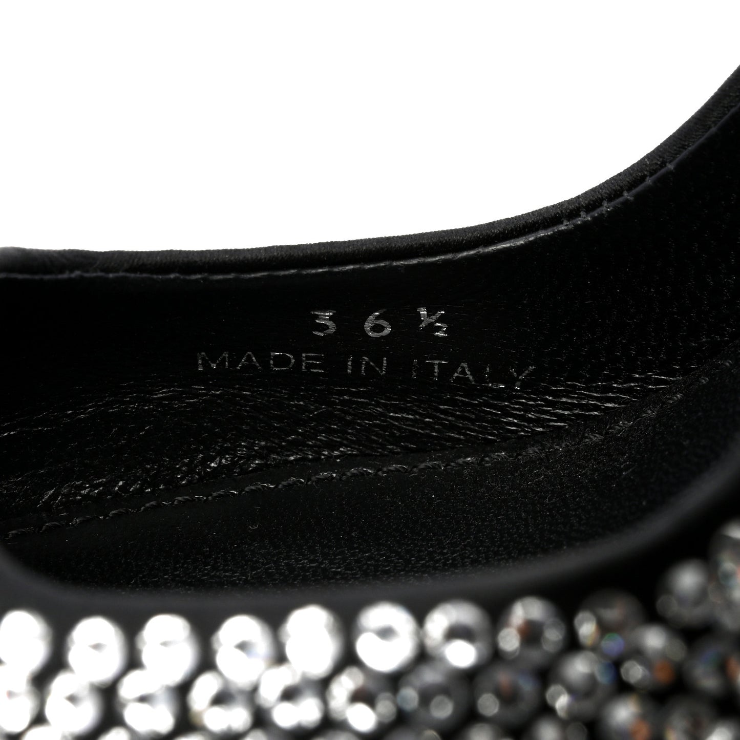 Satin Crystal Logo 90mm Slingback Pumps 36.5 Cristal