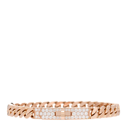 Hermes 18K Rose Gold Diamond PM Kelly Gourmette Bracelet ST 1 of 4