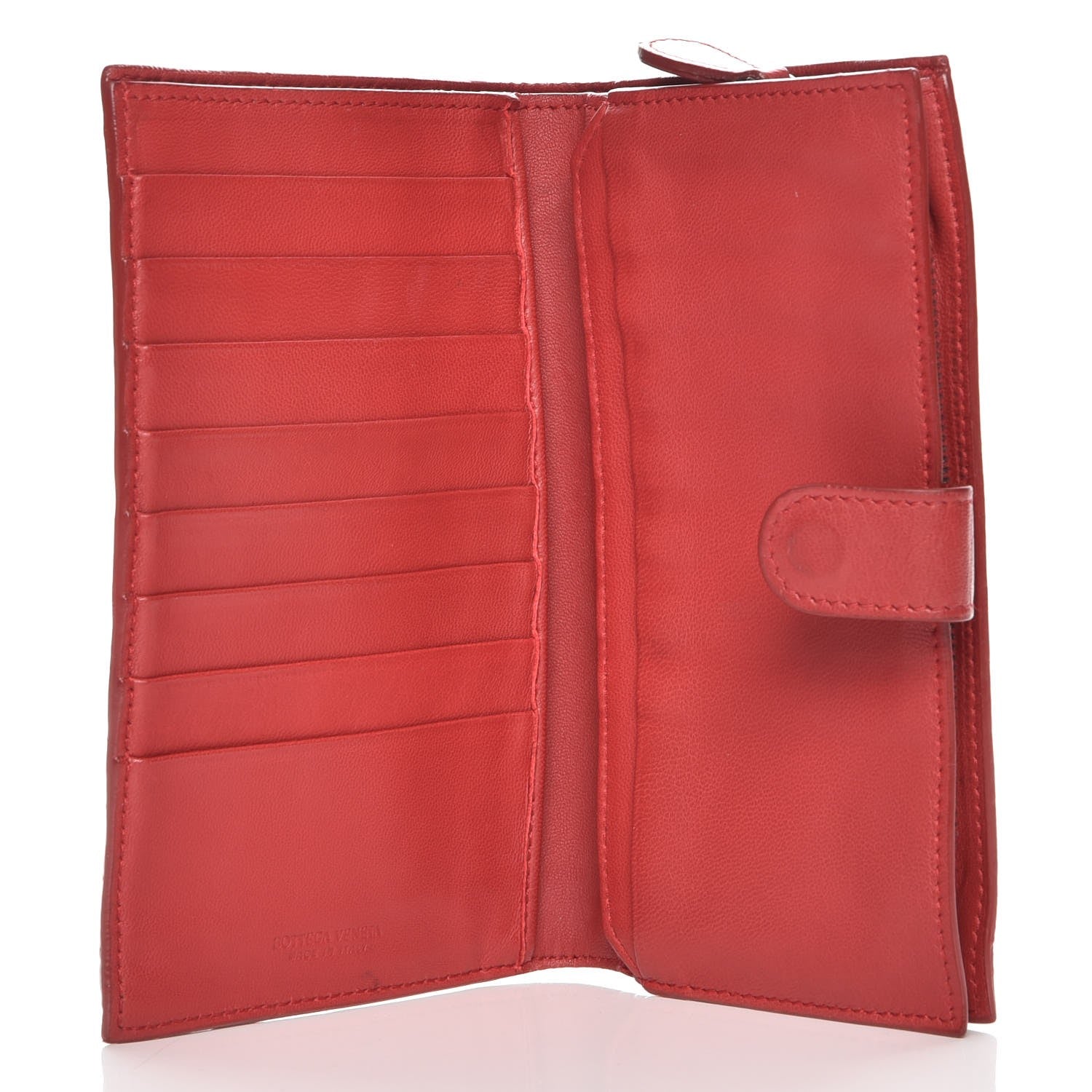 Bottega Veneta Nappa Intrecciato Continental Snap Wallet Red 5 of 7