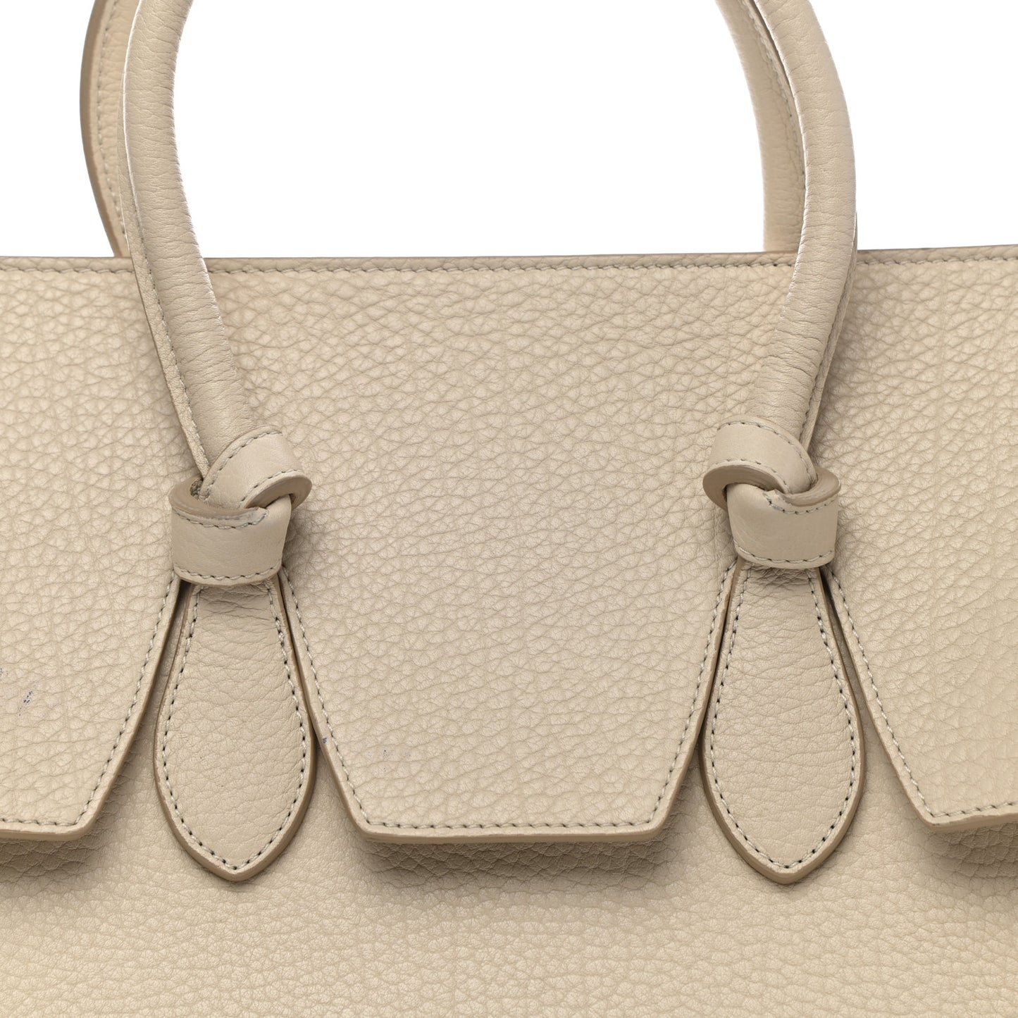 Crisped Calfskin Mini Tie Knot Tote Chalk