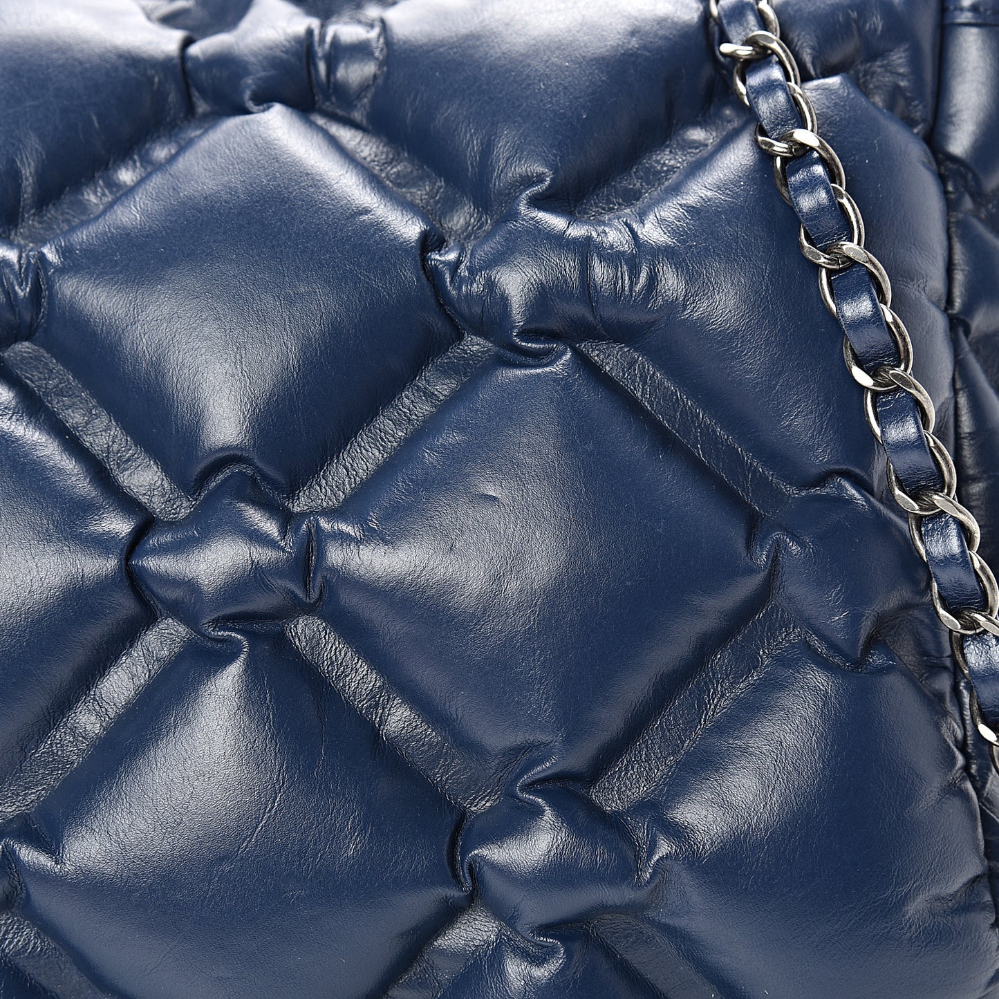 Calfskin Quilted Large Chesterfield Flap Navy