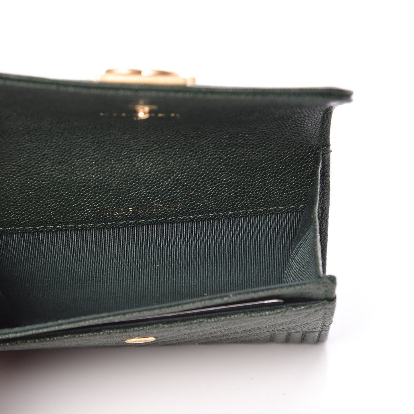 Caviar Chevron Quilted Boy Card Holder Wallet Green