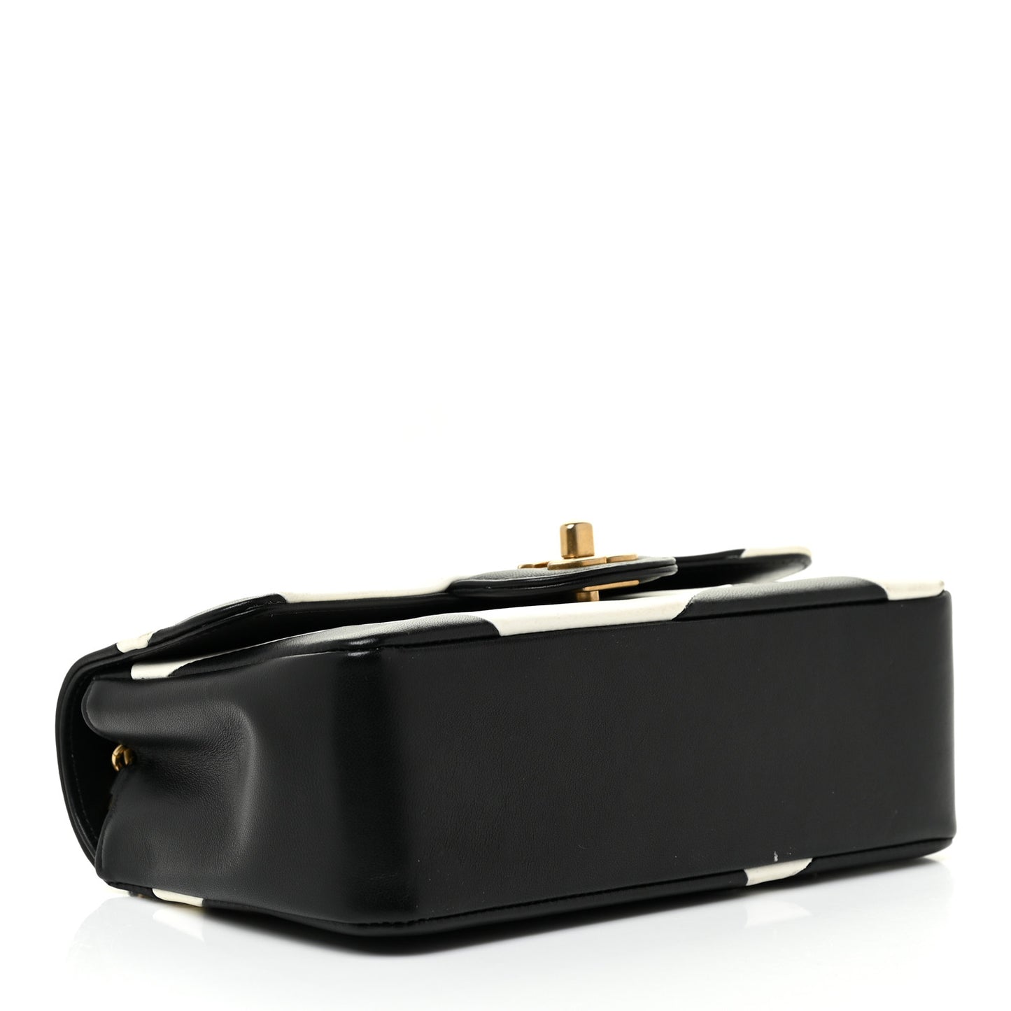 Lambskin Geometric Patchwork Mini Flap Black White