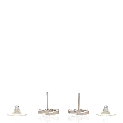 Chanel Crystal Mini Timeless CC Earrings Silver 3 of 5