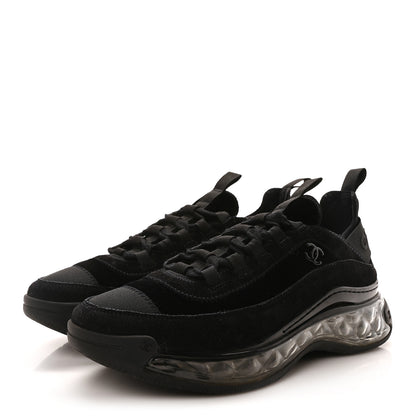 Chanel Suede Calfskin Velvet Grosgrain CC Sneakers 39 Black 4 of 9