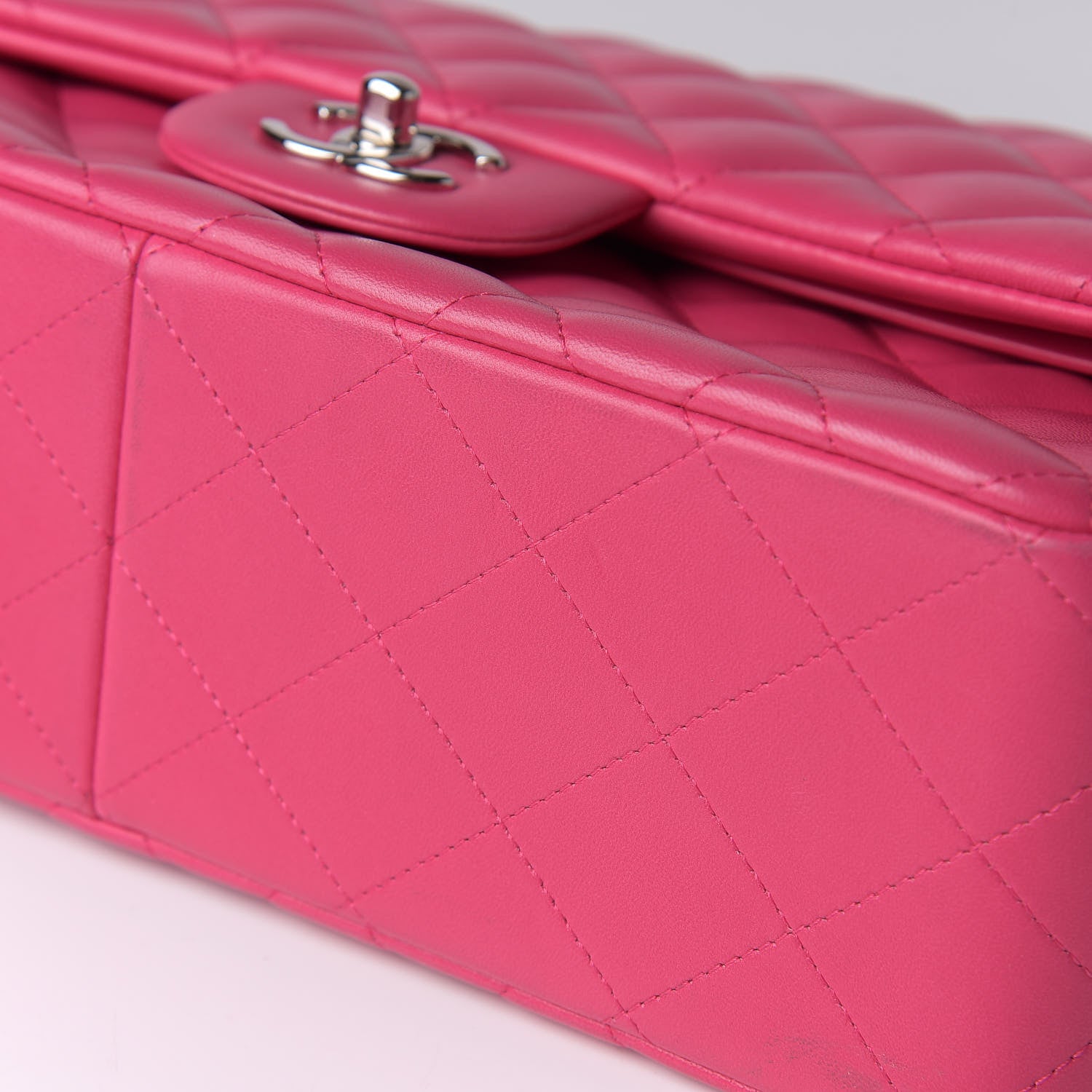 Chanel Lambskin Quilted Jumbo Double Flap Dark Pink 12 of 14