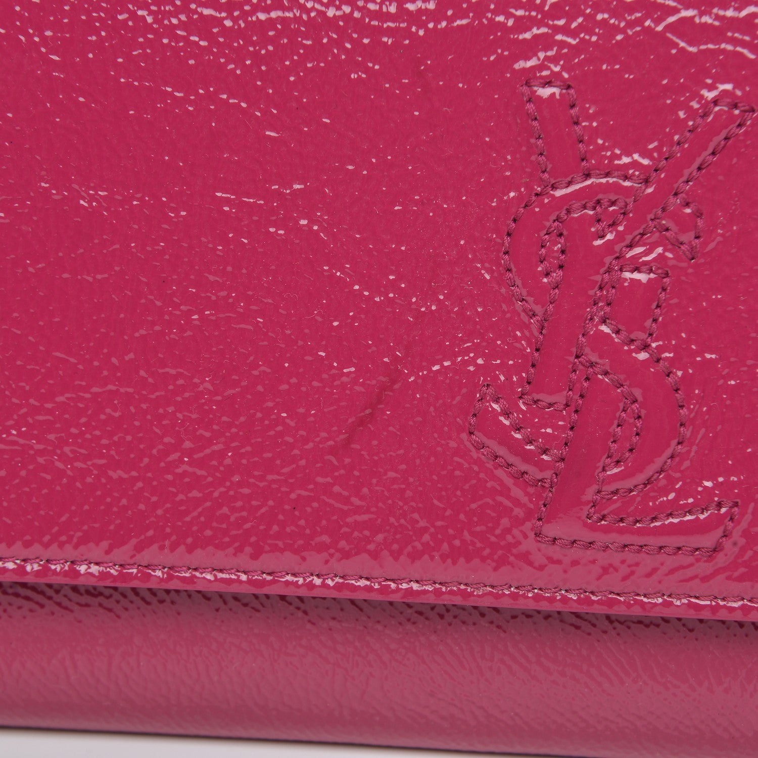 Saint Laurent Textured Patent Small Belle De Jour Clutch Fuchsia 8 of 8