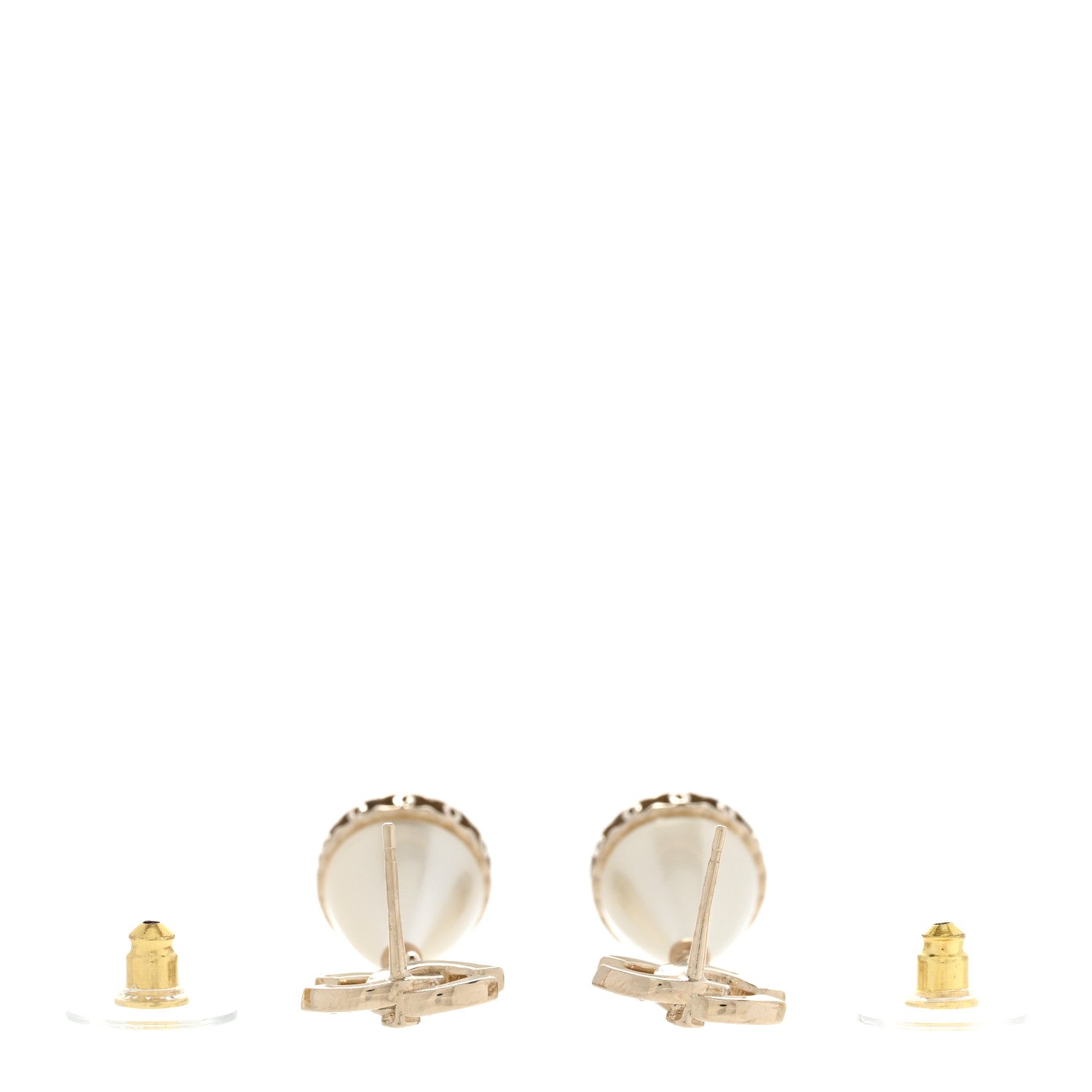 Chanel Crystal Pearl CC Fantasy Drop Earrings Gold Black 3 of 5