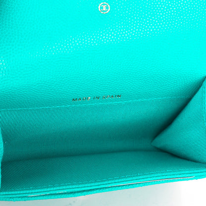 Chanel Caviar Quilted Flap Card Holder Turquoise 6 of 8