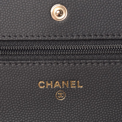 Chanel Caviar Chevron Quilted Wallet On Chain WOC Black 6 of 11
