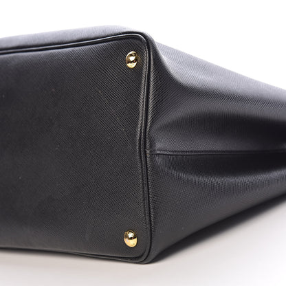 Prada Saffiano Cuir Large Double Bag Black Fuoco 9 of 15