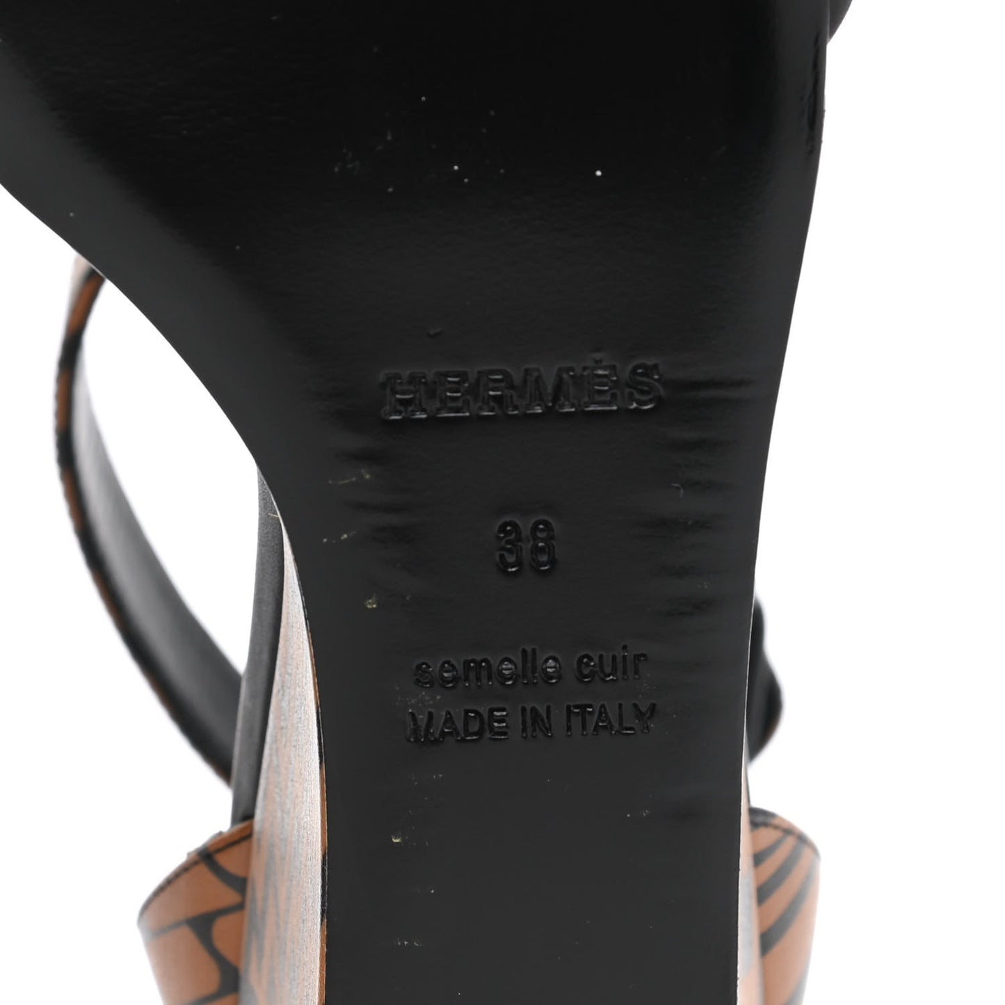 Calfskin Printed Acapulco Wedge Sandals 38 Black Naturel