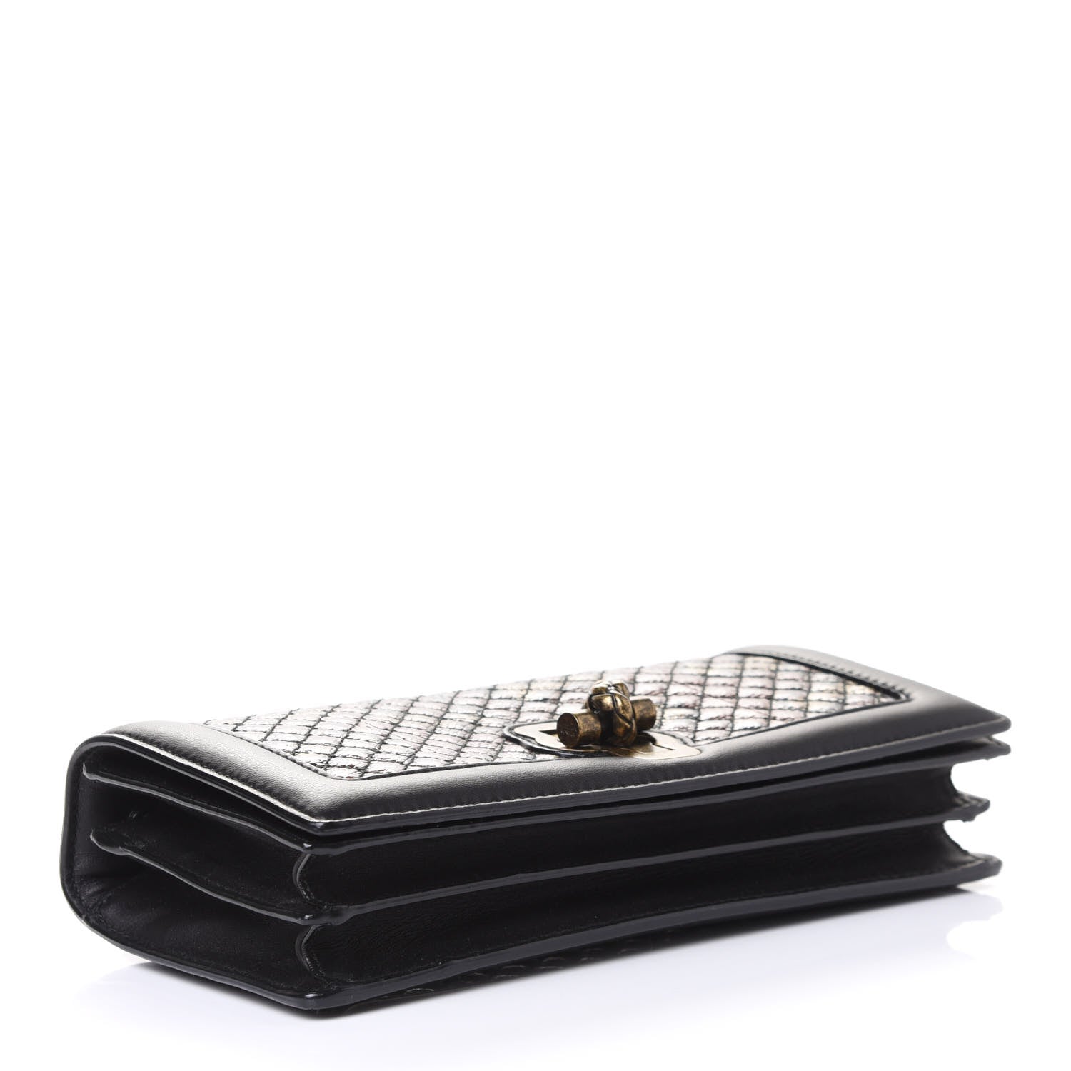 Bottega Veneta Nappa Karung Intrecciato Club Stitch Knot Clutch Brown Black 4 of 5