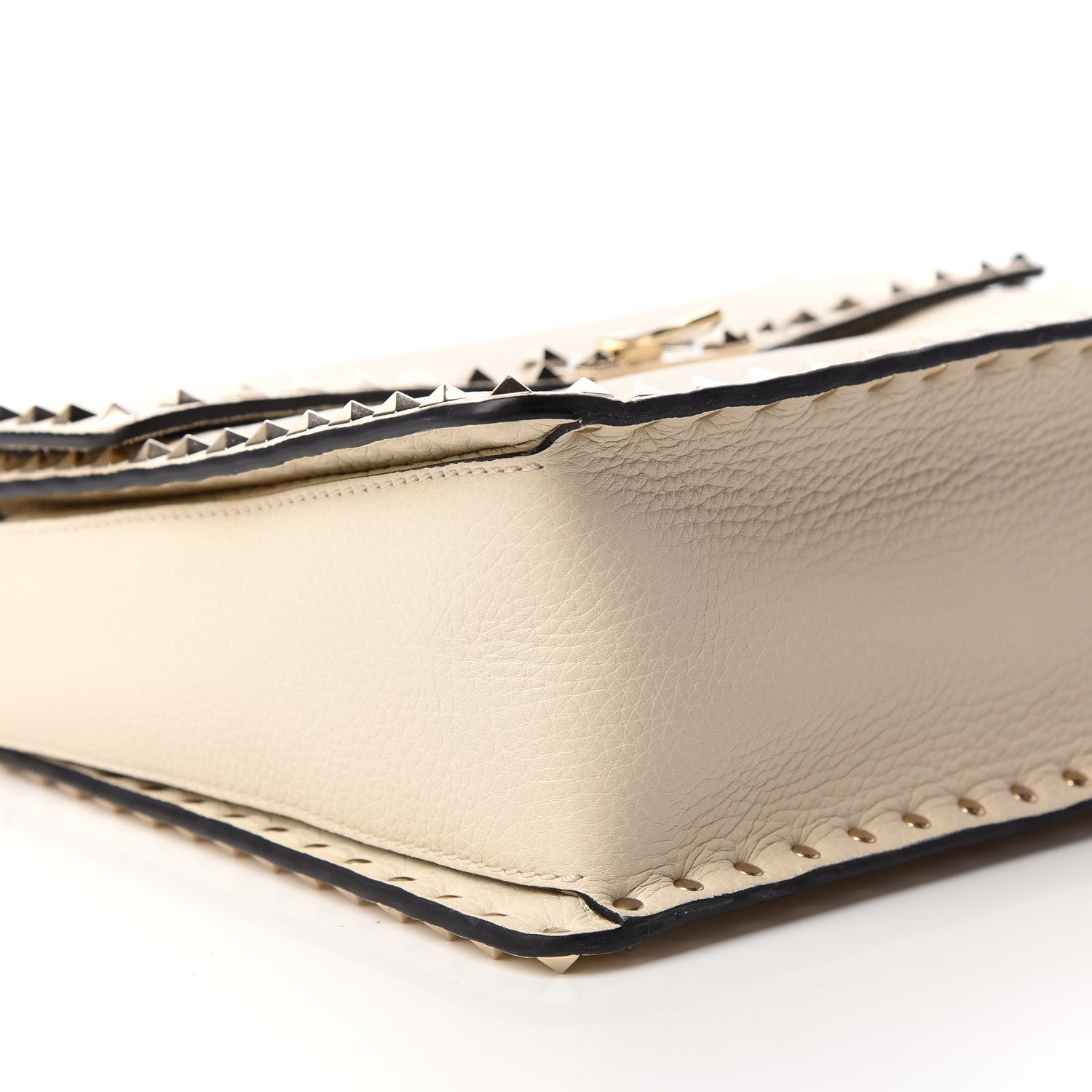 Valentino Garavani Grained Calfskin Rockstud Top Handle Flap Shoulder Bag Light Ivory 8 of 9