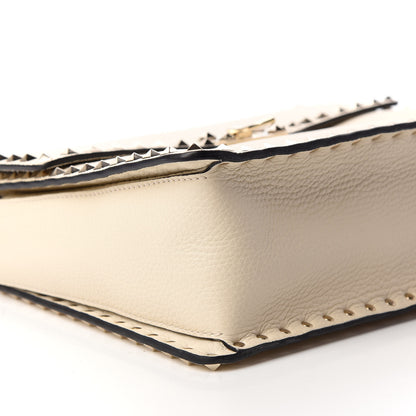 Valentino Garavani Grained Calfskin Rockstud Top Handle Flap Shoulder Bag Light Ivory 8 of 9