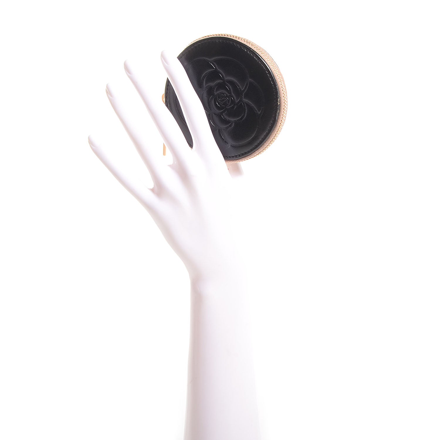 Chanel Lambskin Round Camellia CC Coin Purse Black 2 of 7