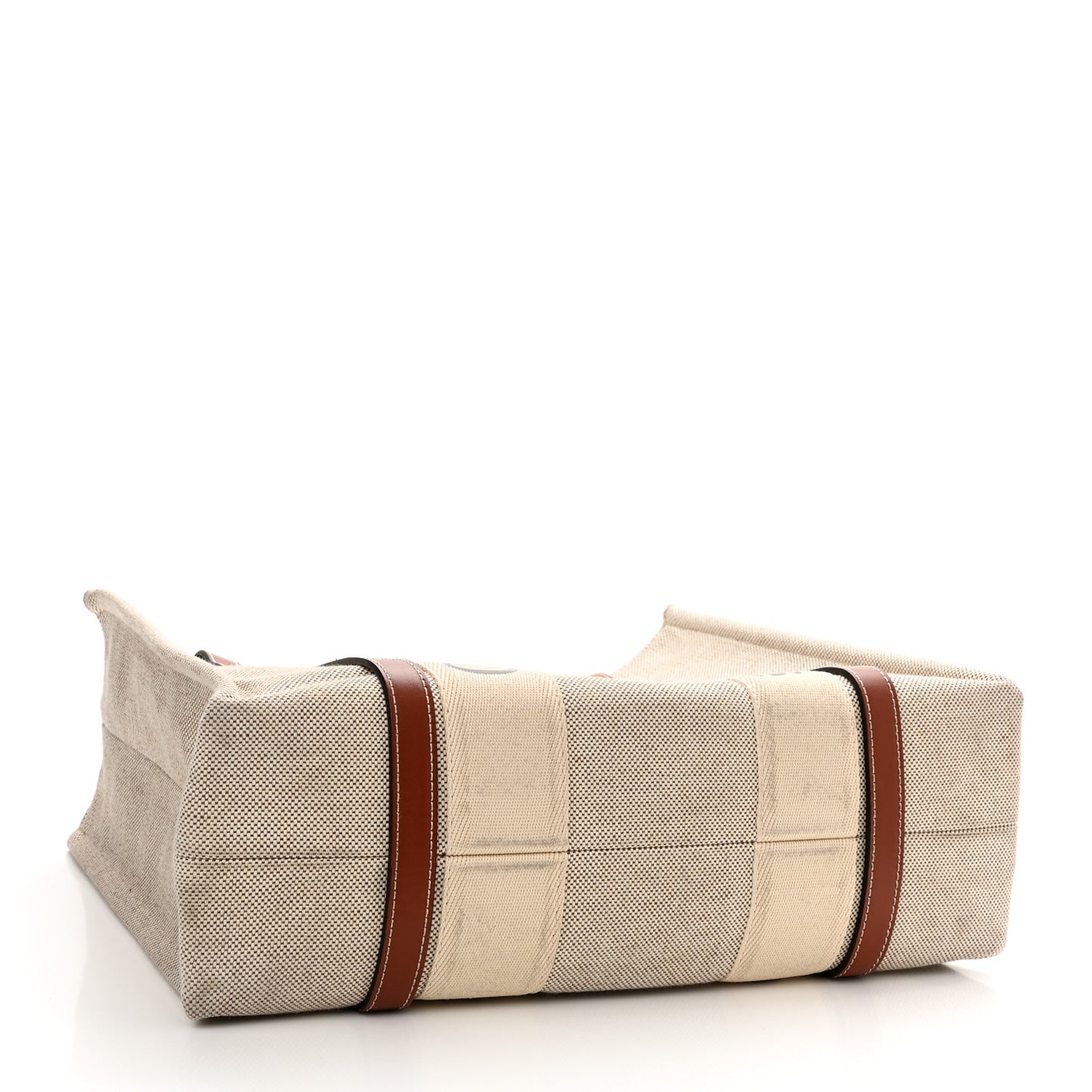 Cotton Calfskin Medium Woody Ribbon Tote White Brown