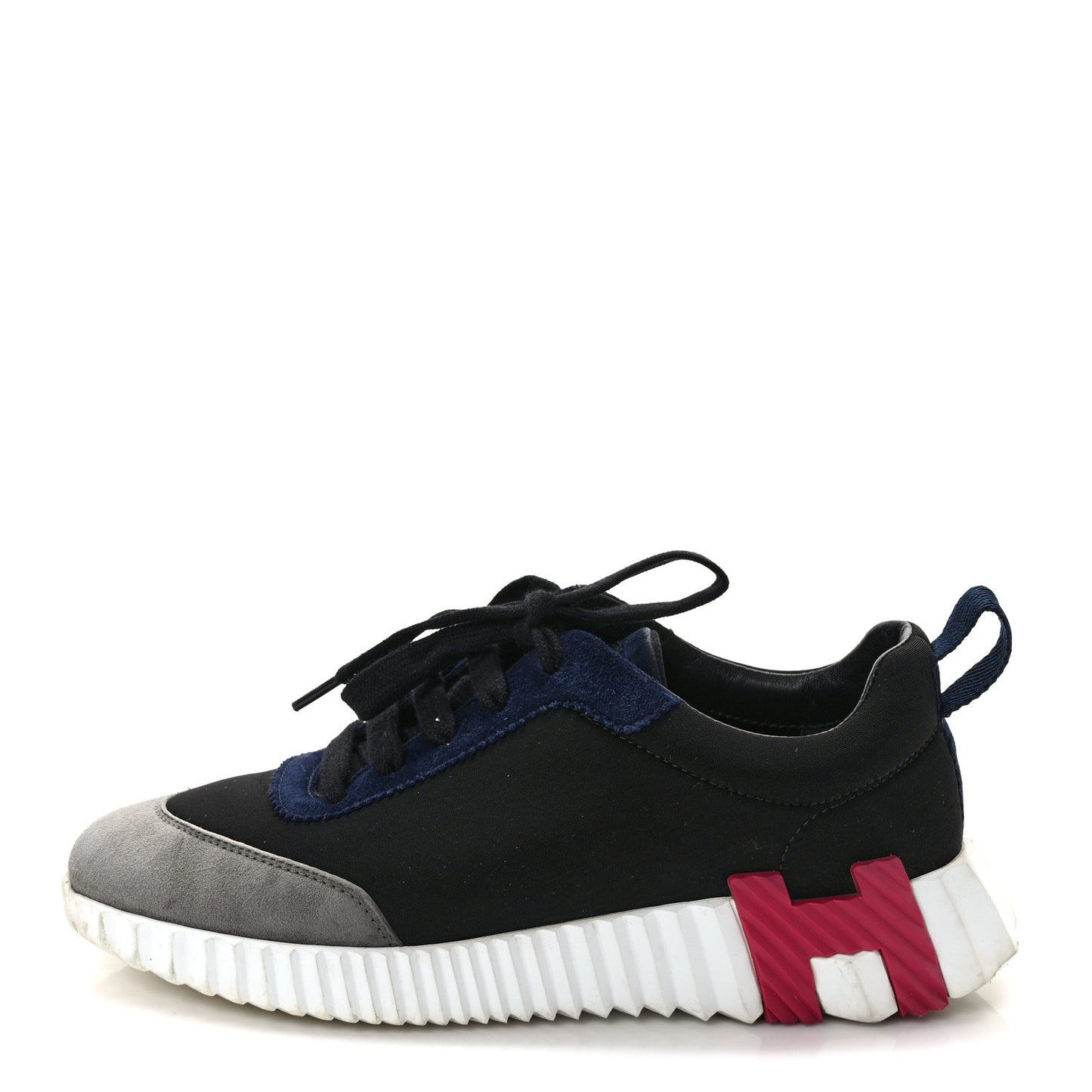 Technical Canvas Suede Goatskin Womens Bouncing Sneakers 36 Black Gris Osmium