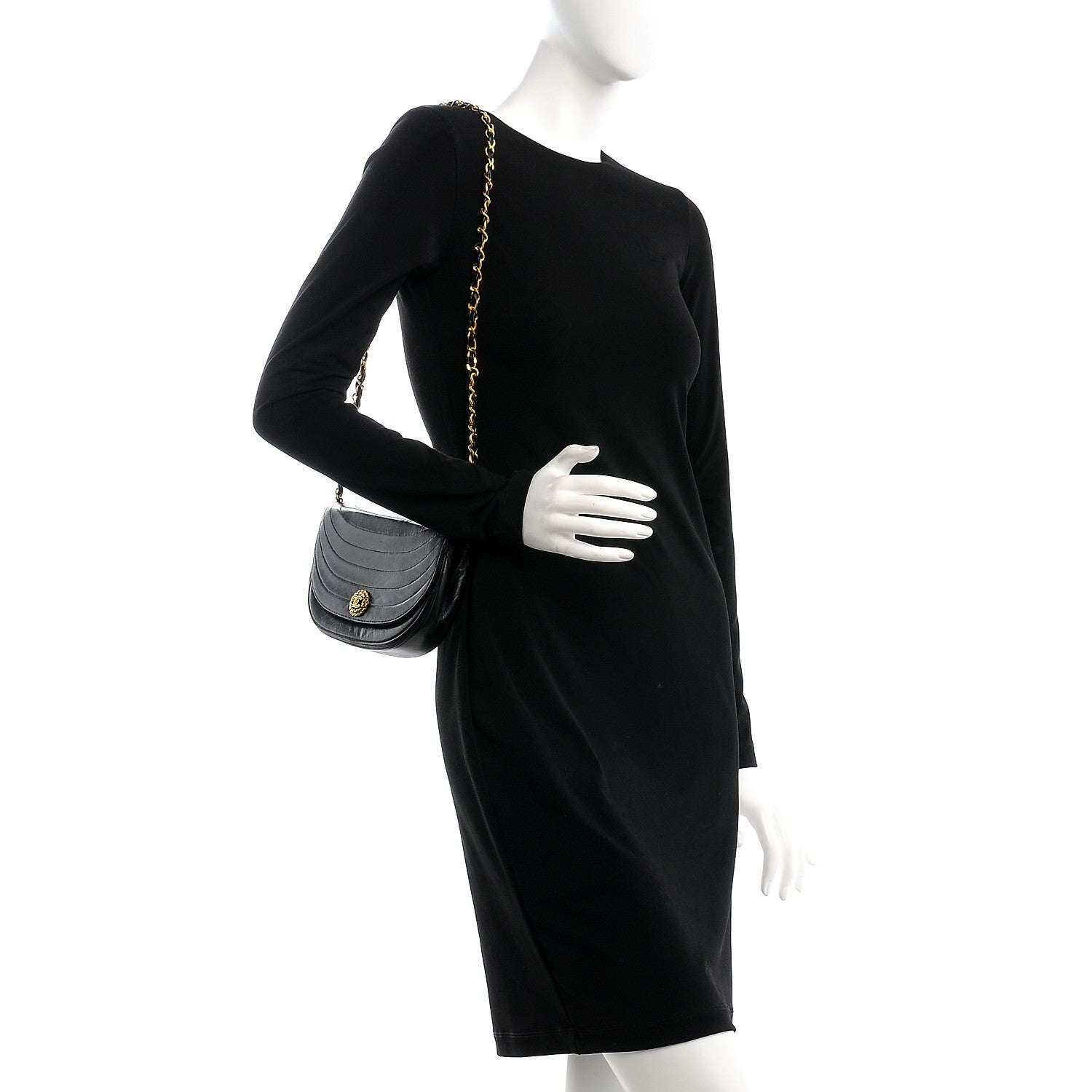 Chanel Lambskin Ribbon Stitched Small Single Flap Black 2 of 8