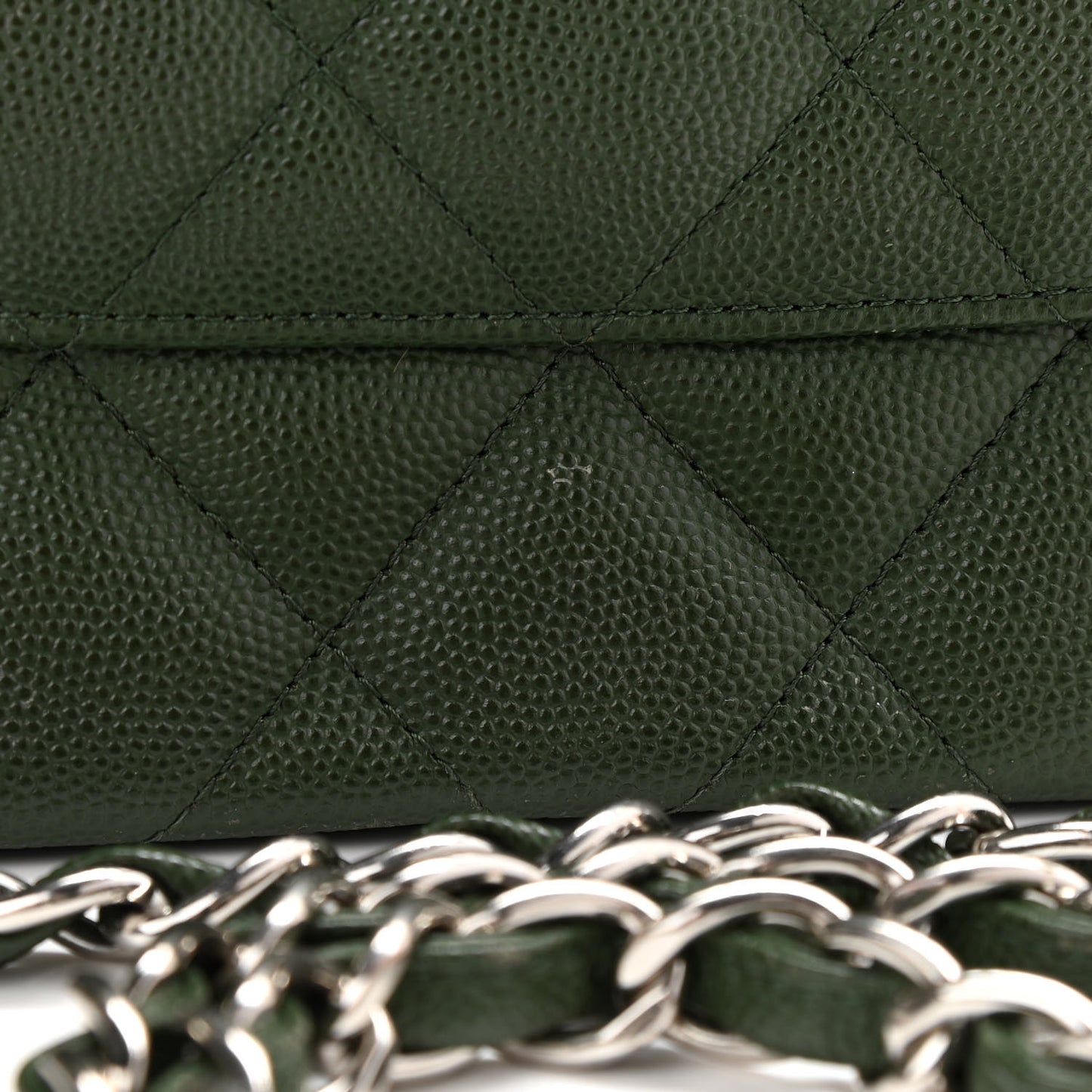 Caviar Quilted Jumbo Double Flap Dark Green