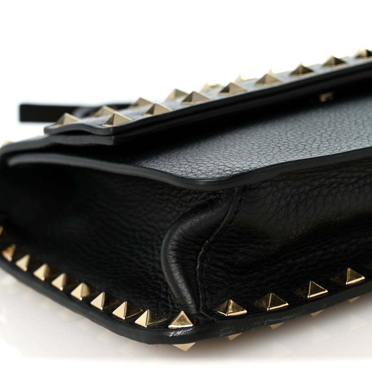 Vitello Rockstud Side Slip Crossbody Black