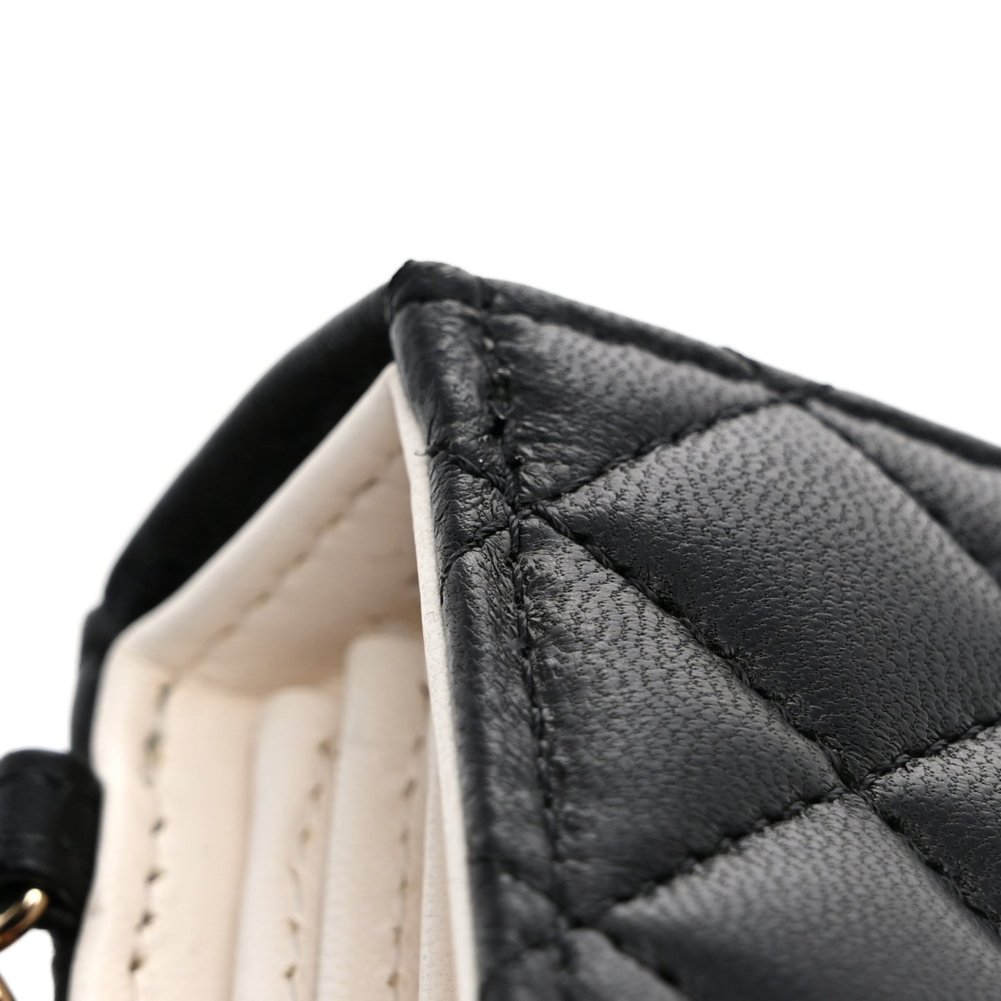 Lambskin Quilted Book Card Holder on Chain Black
