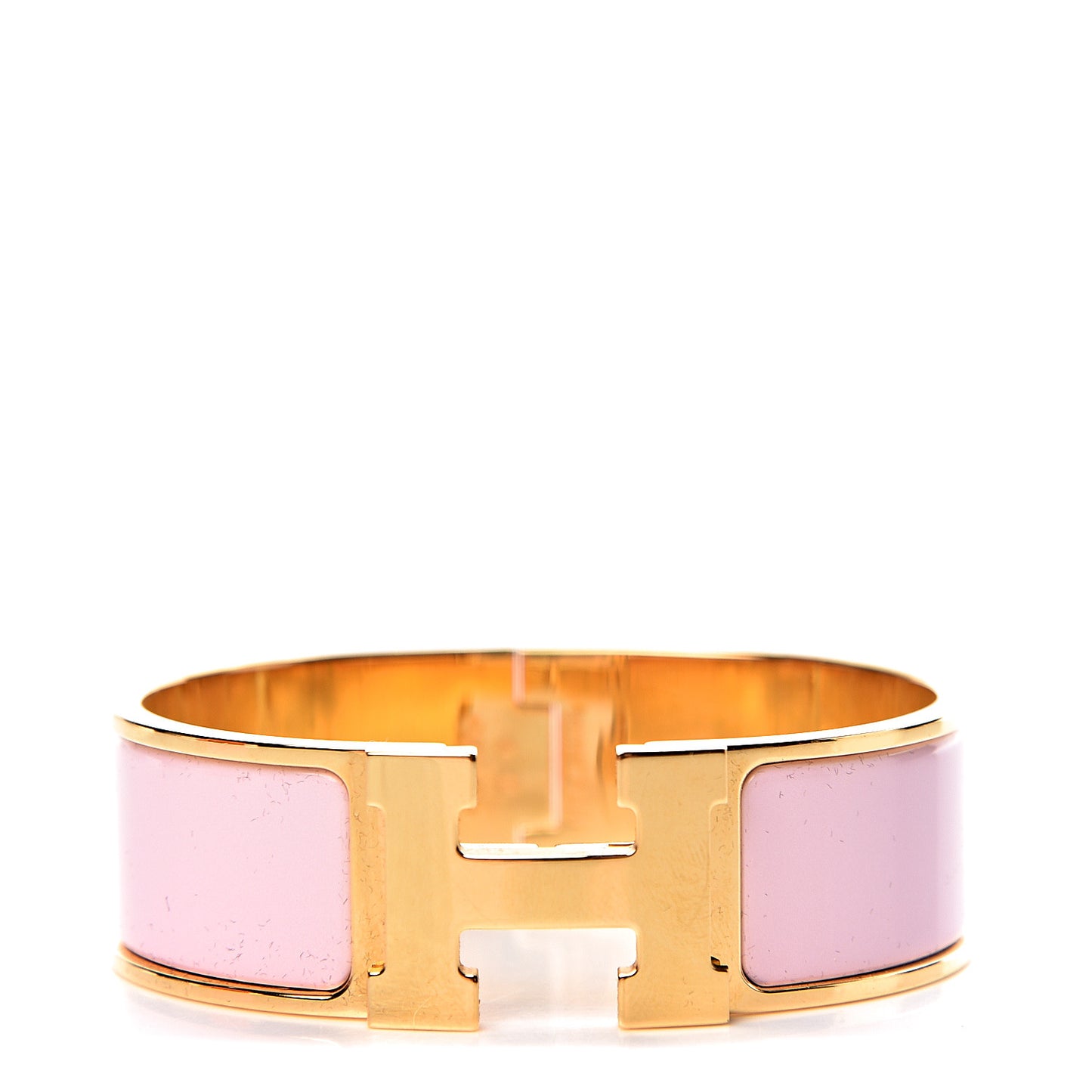 Enamel Wide Clic Clac H Bracelet GM Rose Dragee