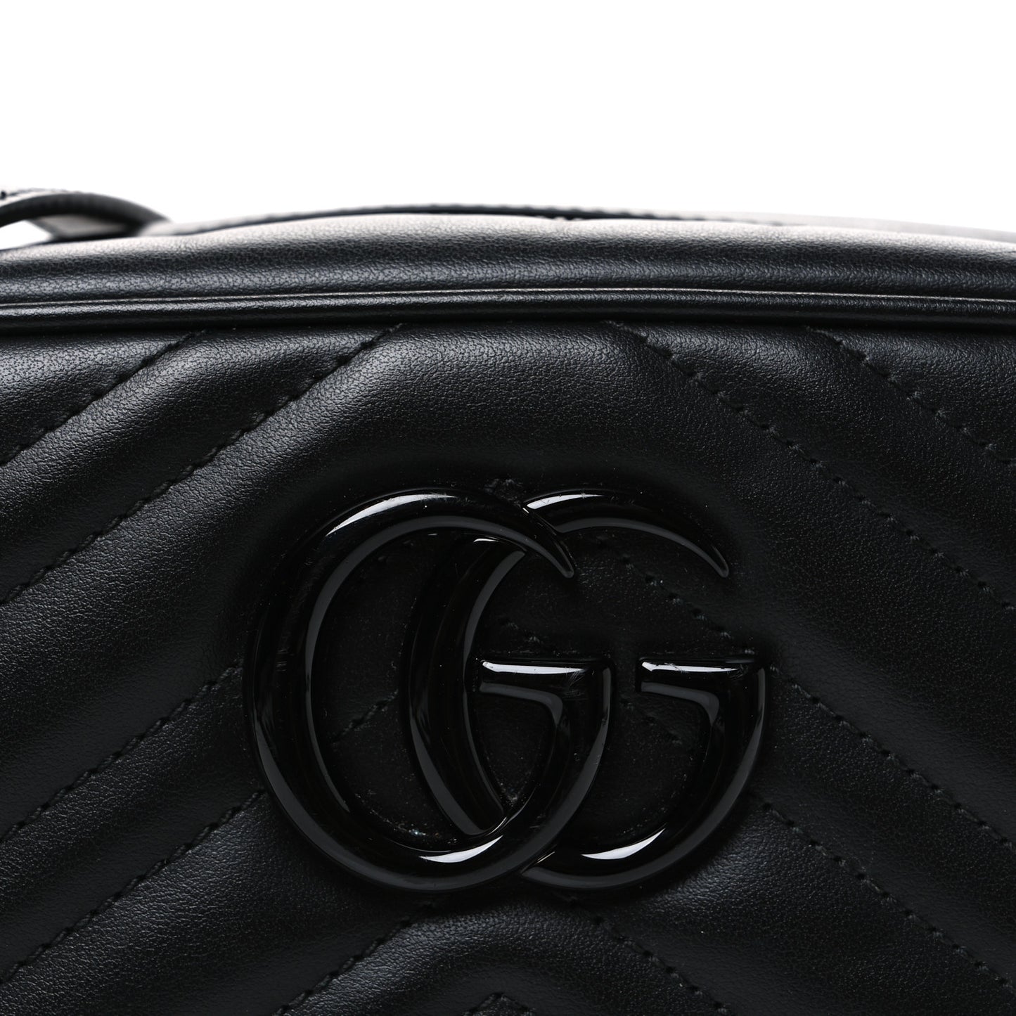 Calfskin Matelasse Monochrome Small GG Marmont Chain Shoulder Bag Black