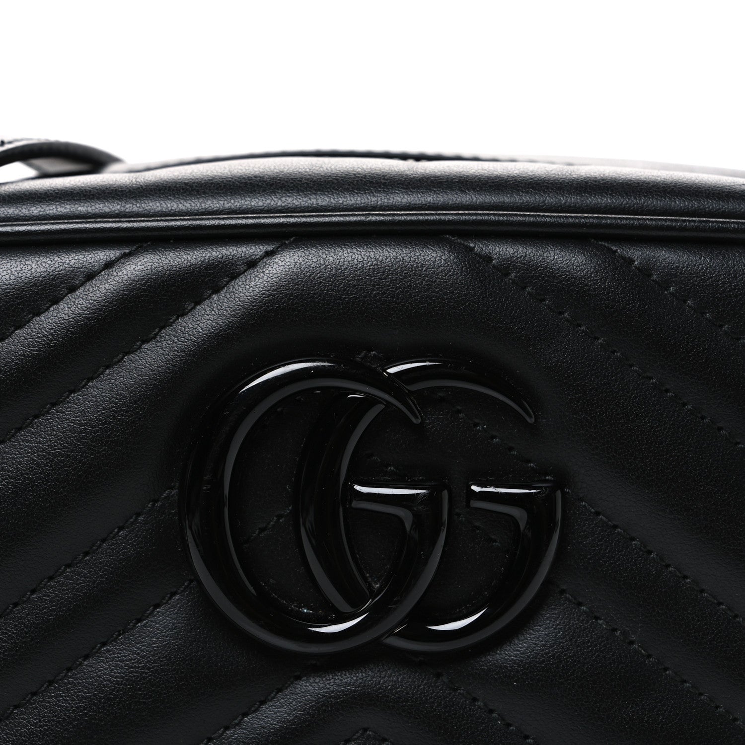 Gucci Calfskin Matelasse Monochrome Small GG Marmont Chain Shoulder Bag Black 8 of 10
