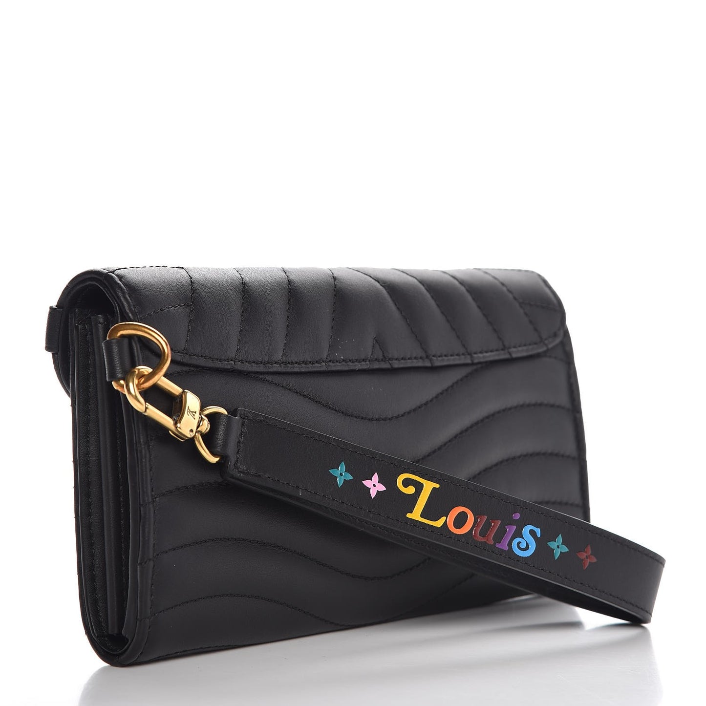 Calfskin New Wave Long Wallet Black