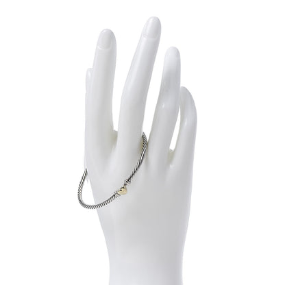 David Yurman Sterling Silver 18K Yellow Gold 3mm Cable Collectibles Heart Bracelet 2 of 4