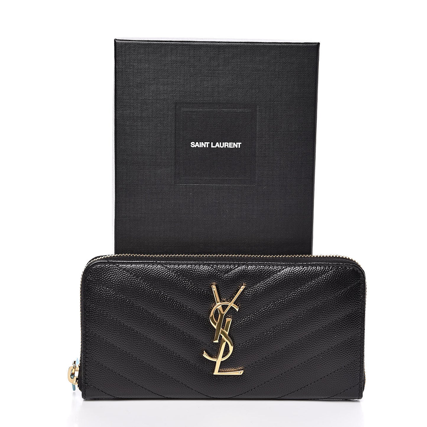 Grain De Poudre Matelasse Chevron Monogram Zip Around Wallet Black