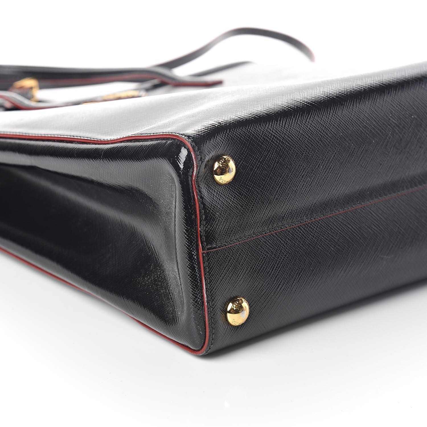 Prada Saffiano Vernice Parabole Tote Black 8 of 9