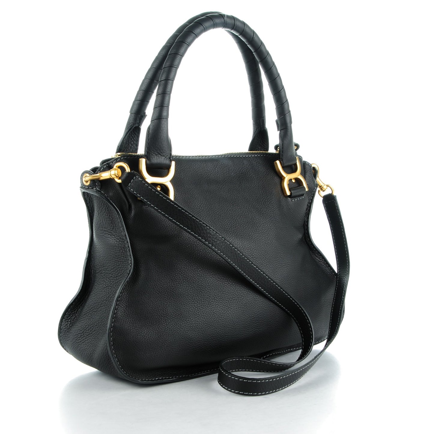 Calfskin Medium Marcie Satchel Black