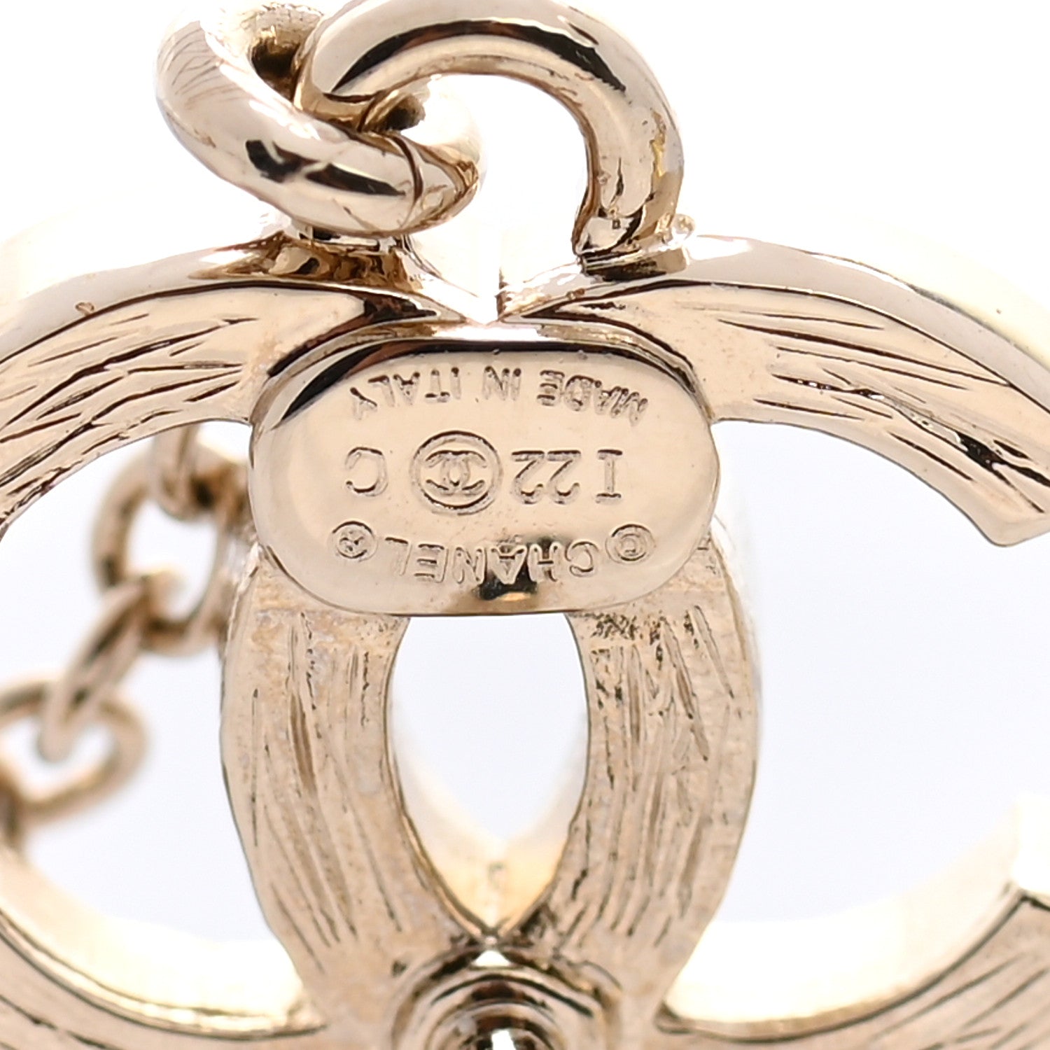 Chanel Metal Crystal CC Chain Cuff Earrings Gold 4 of 4
