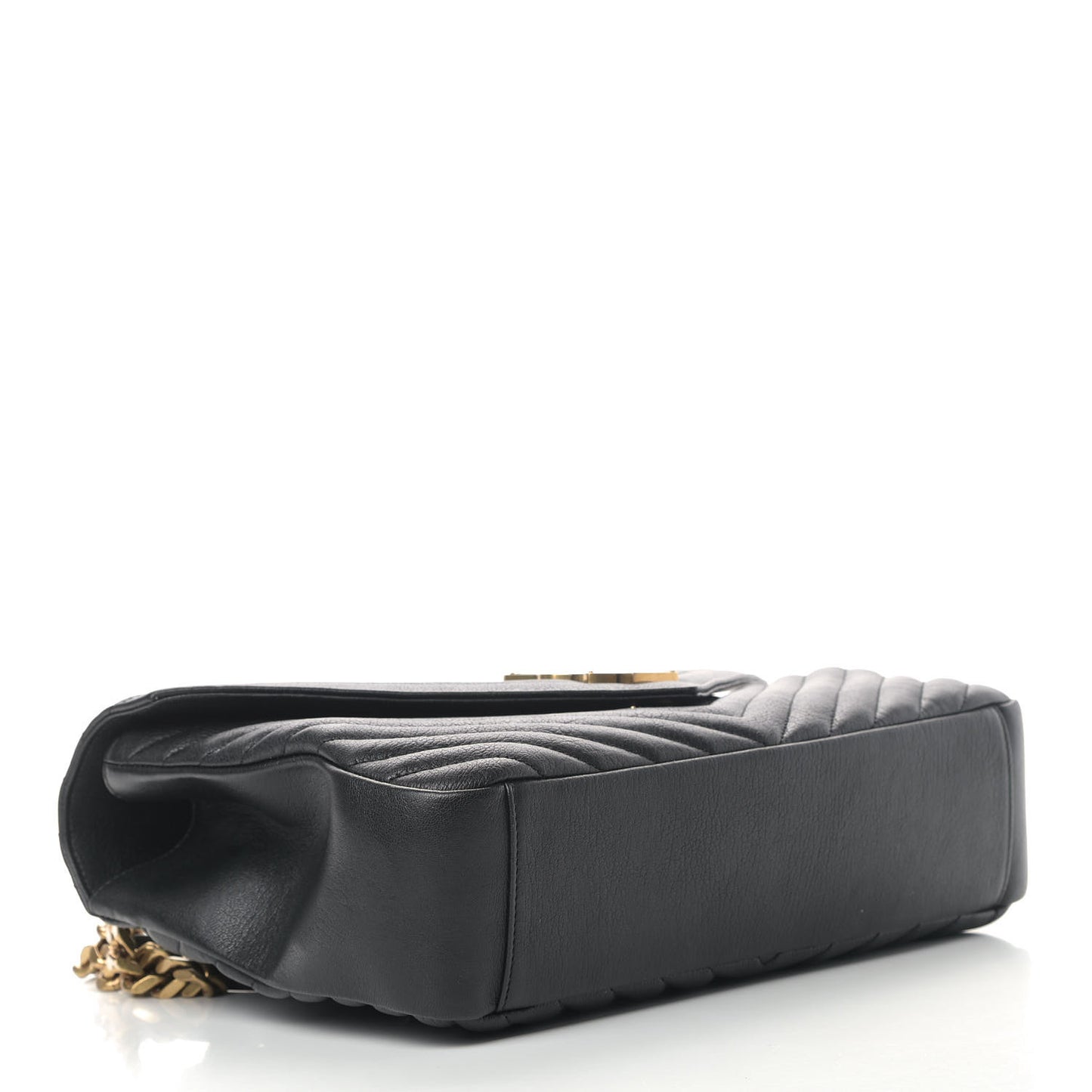 Sheepskin Matelasse Chevron Monogram Large College Satchel Black
