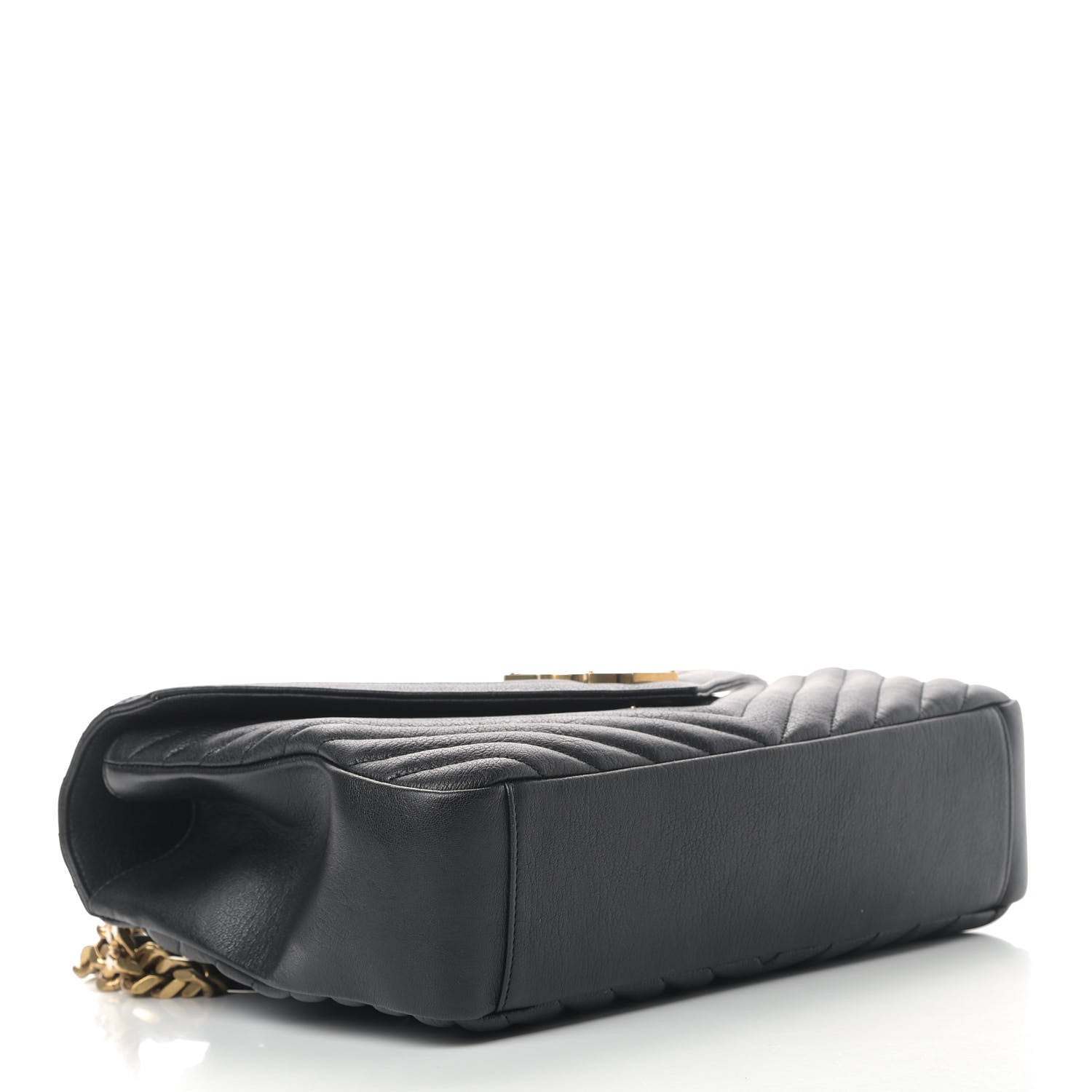 Saint Laurent Sheepskin Matelasse Chevron Monogram Large College Satchel Black 3 of 5