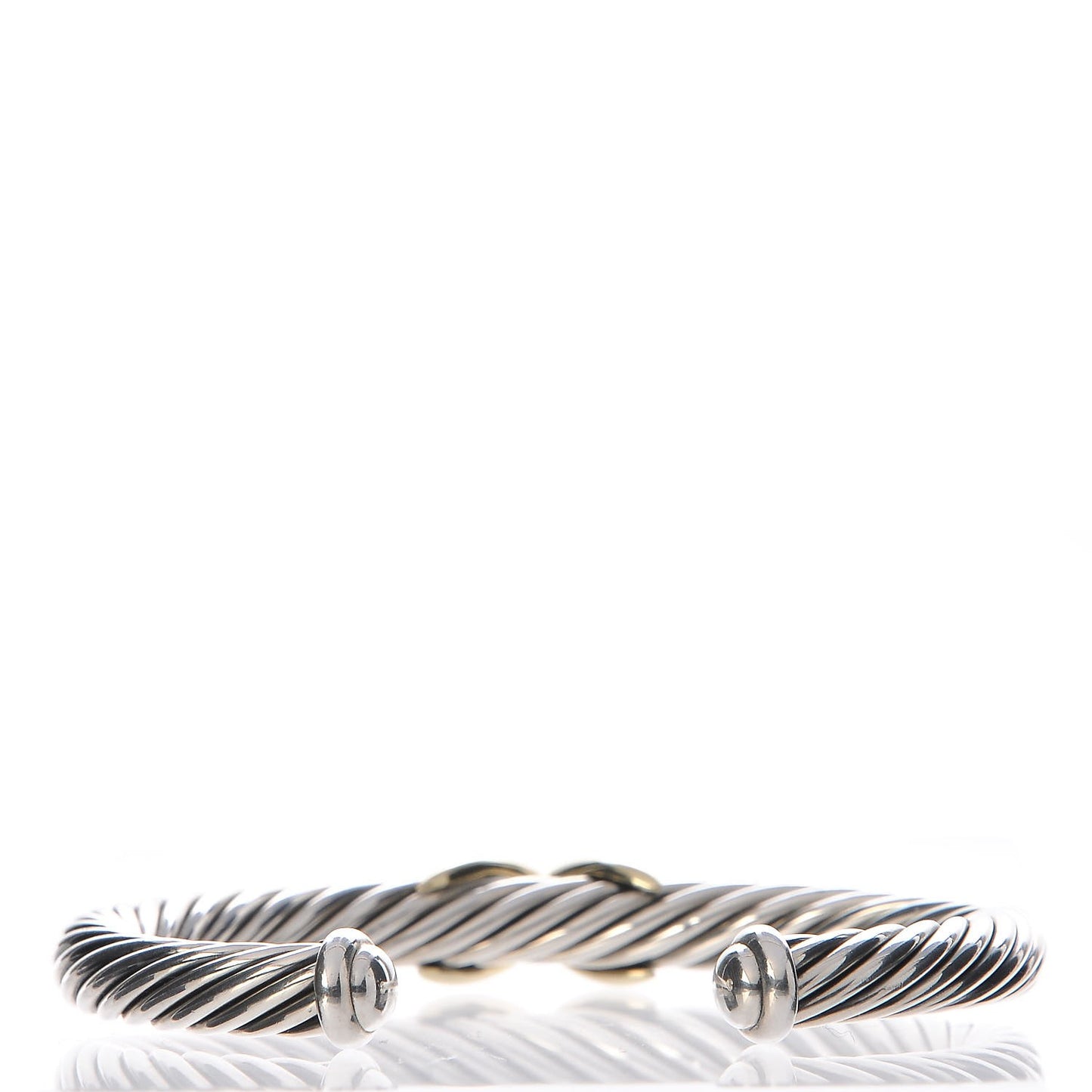 Sterling Silver 14K Yellow Gold 7mm X Station Cable Bracelet
