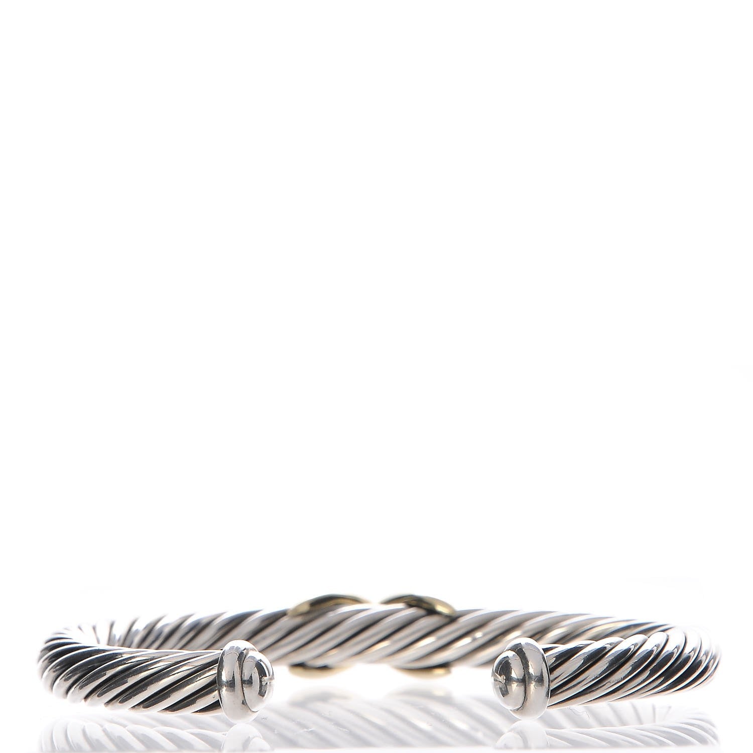 David Yurman Sterling Silver 14K Yellow Gold 7mm X Station Cable Bracelet 3 of 4