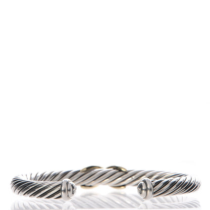 David Yurman Sterling Silver 14K Yellow Gold 7mm X Station Cable Bracelet 3 of 4