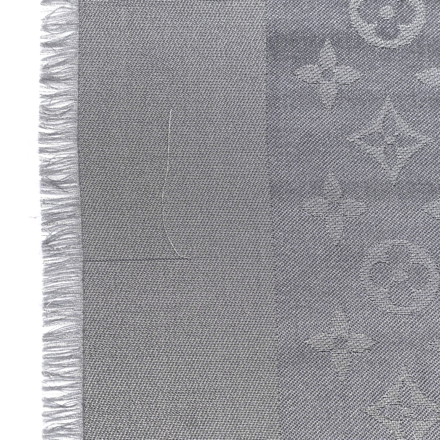 Silk Lurex Wool Monogram Shine Shawl Charcoal Grey