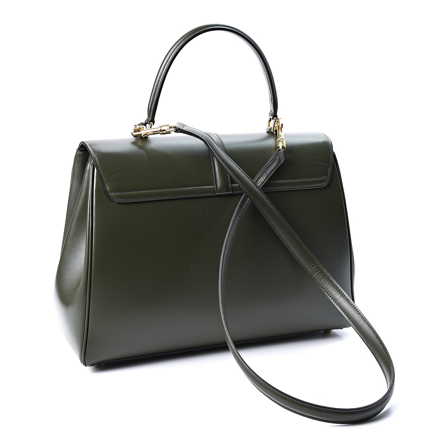 Celine Satinated Calfskin Medium 16 Top Handle Bag Khaki 2 of 10