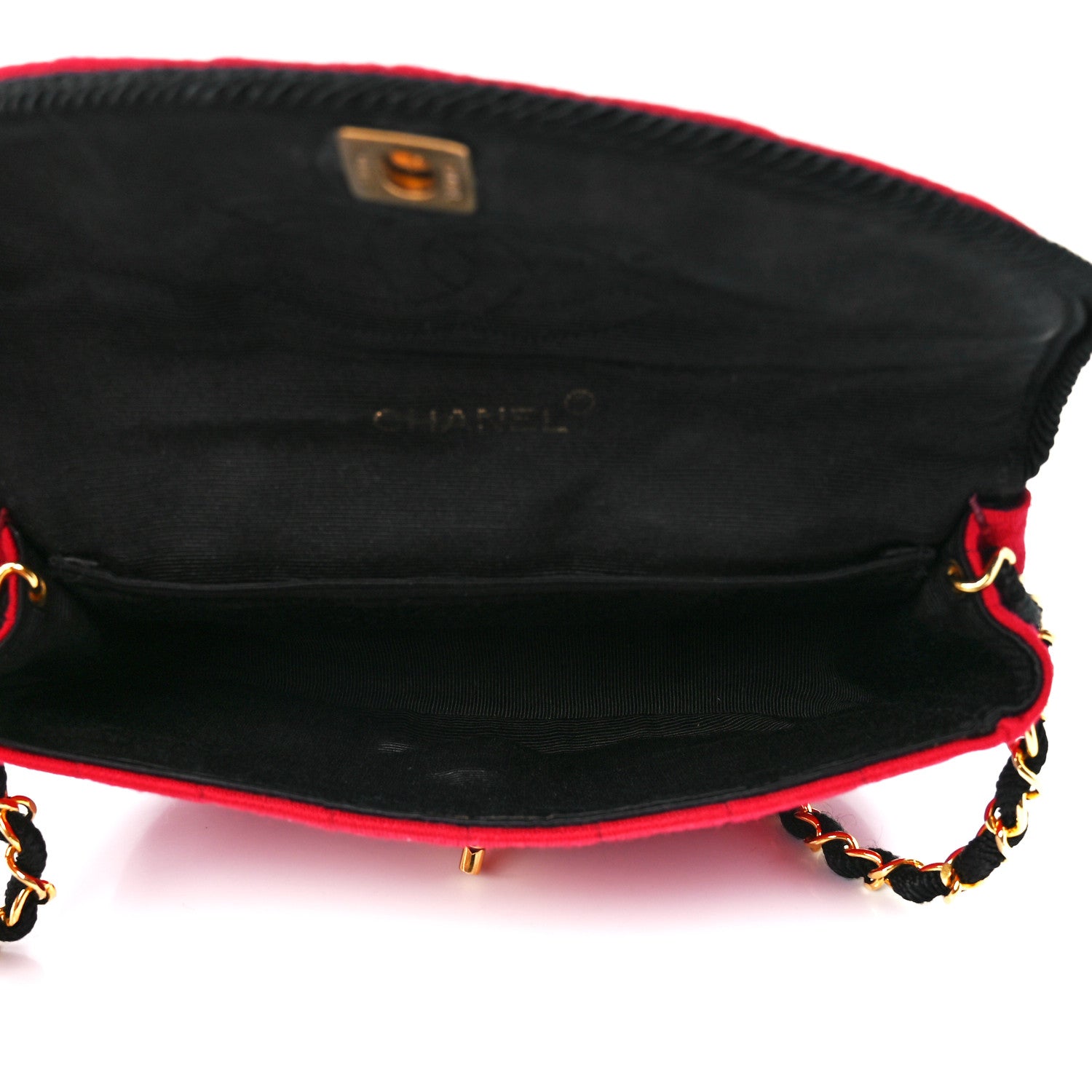 Chanel Jersey Vertical Quilted Half Moon Chain Flap Red 5 of 11