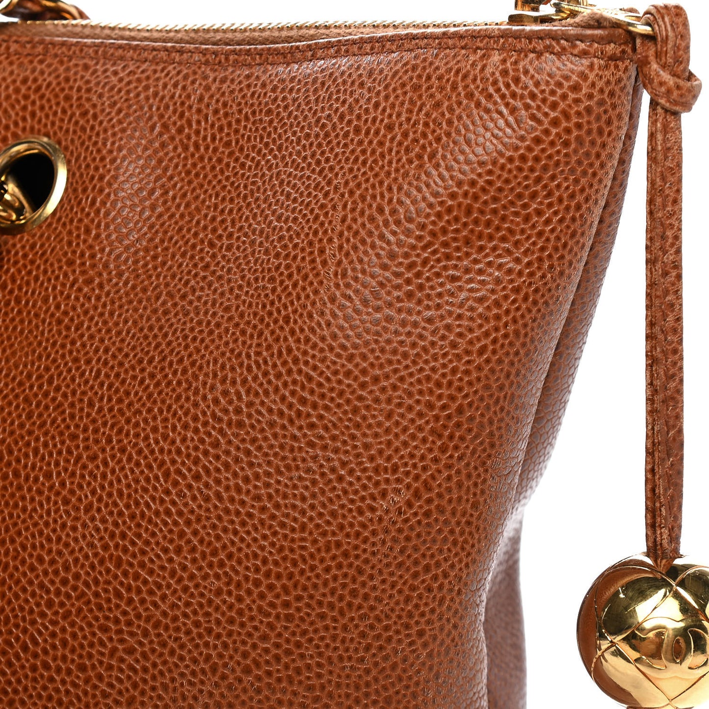Caviar Flap Shoulder Bag Brown